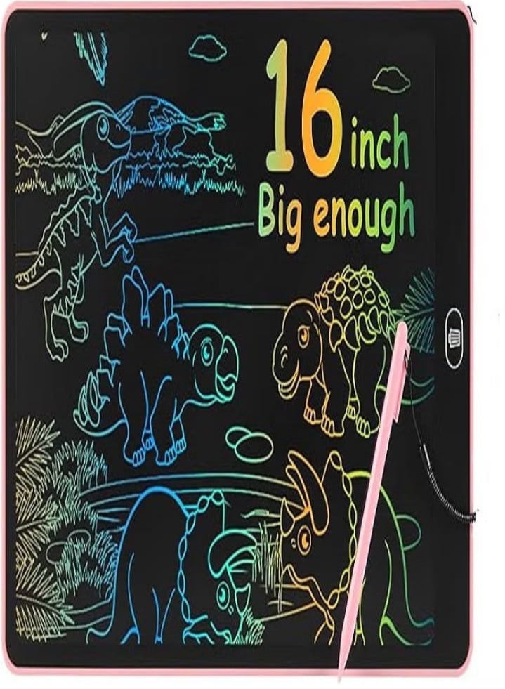 16-inch LCD writing tablet for kids, a colorful drawing board, reusable and erasable electronic drawing tablet, designed for young children - Pink. - Image 1