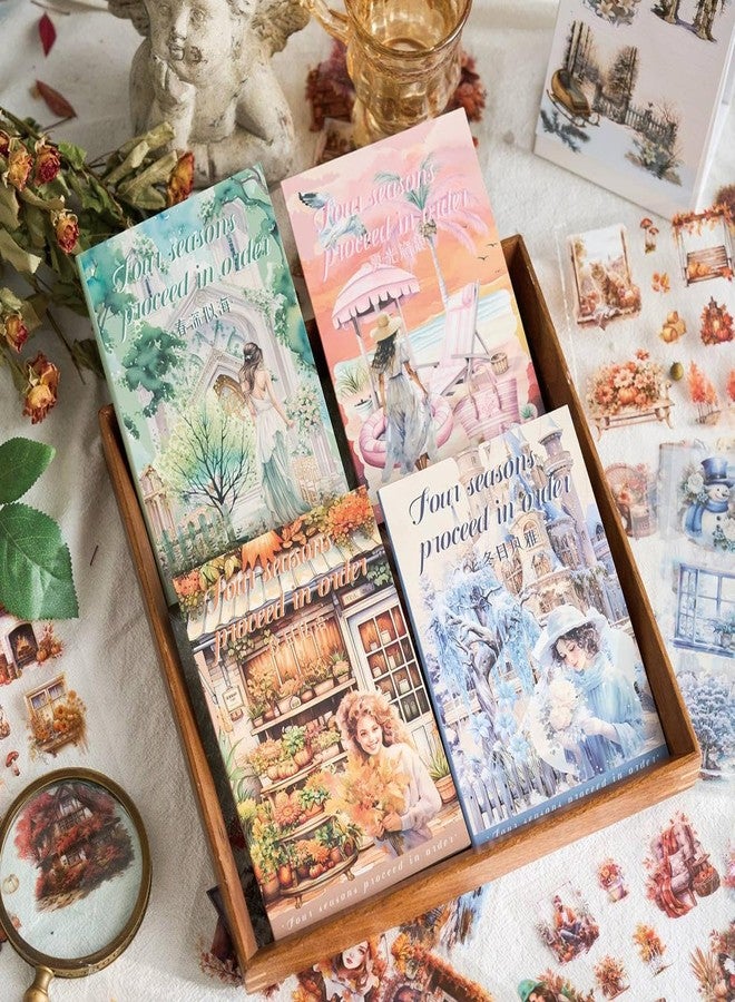 SAMVARDHAN Seasons Theme Vintage Aesthetic Sticker Book - 20 Sheets Seasonal Scrapbook Stickers | Cottagecore Planner & DIY Craft Supplies (Pack of 4) - Image 1