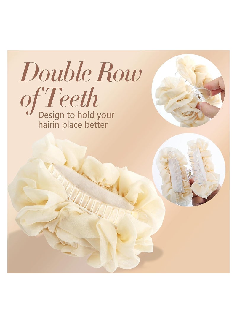 SYOSI Large Chiffon Flower Fashion Hair Clips, Hair Holder Accessories, Hair Claw Clips for All Hair Types and Textures, for Thin Hair Can Keep Your Hair Tidy and Dry for Girls Women ( 4 Pack ) - Image 3