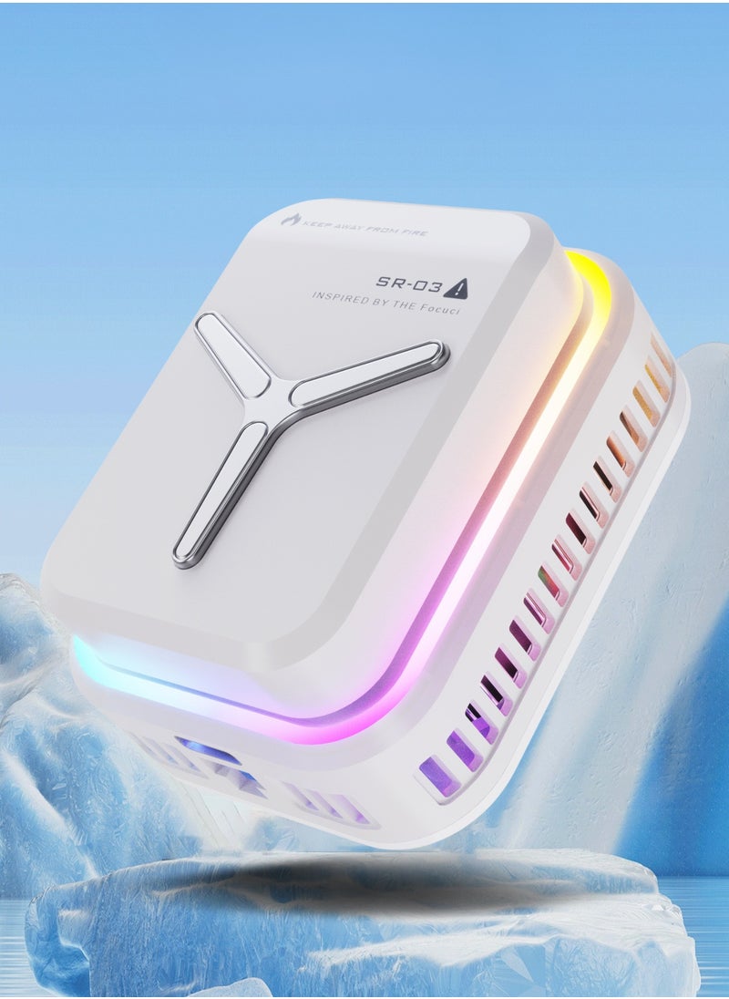 GoldenLike Phone Cooler for Gaming, Mobile Cooling Fan Lightweight Quiet Phone Cooling Fan with  RGB Light Cellphone Radiator for Mobile Gaming Tiktok Live Streaming, White  - Image 1