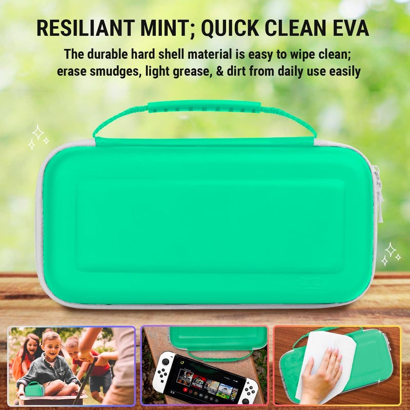 Orzly Carrying Case for Nintendo Switch OLED Console with Accessories and Game Storage Compartment - Easy Clean Case Gift Boxed - Image 3