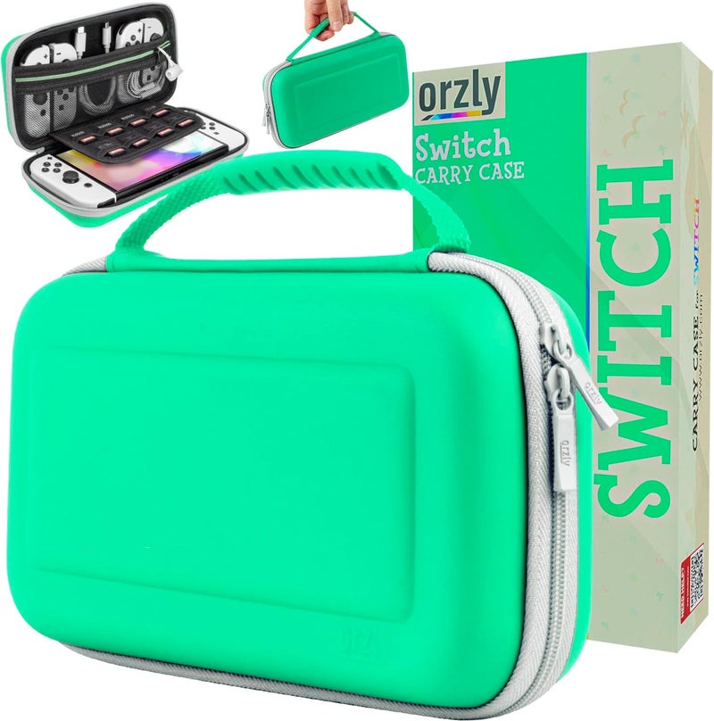 Orzly Carrying Case for Nintendo Switch OLED Console with Accessories and Game Storage Compartment - Easy Clean Case Gift Boxed - Image 1