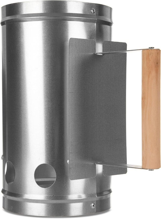 AKDC Livivo Banquet Charcoal Chimney Starter With Wooden Safety Handle - Quick Start Barbecue Lightning Kit Camping Grilling Bbq - Galvanised Iron Sheet Finish - Heavy Duty - Image 5