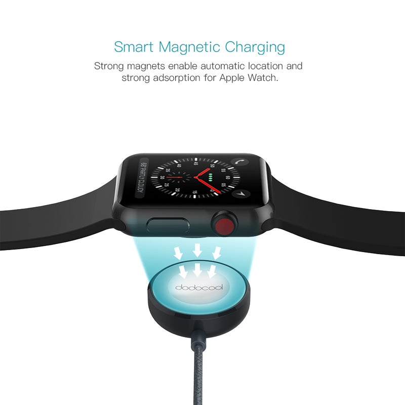 MFi Certified 1m/3.3ft Nylon Braided Magnetic Charging Cable Charger Cord for 38mm/42mm Apple Watch Series 3/ Apple Watch Series 2 and Apple Watch Series 1 Scratch Zinc Alloy Housing Gray - Image 2