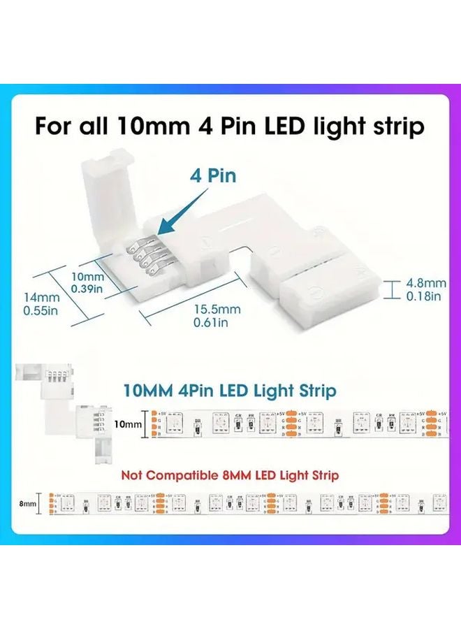 33pcs LED Strip Light Connector Kit 4 Pin L Shaped PCB Board For SMD 5050 10mm RGB Lights Gapless Design - Image 3