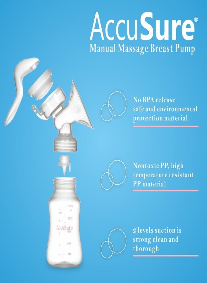 AccuSure Manual Breast Pump, Compact and Lightweight Soft & Comfortable Breast Shield, BPA Free Hand Pump for Breastfeeding - Image 2