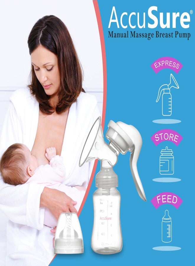 AccuSure Manual Breast Pump, Compact and Lightweight Soft & Comfortable Breast Shield, BPA Free Hand Pump for Breastfeeding - Image 3