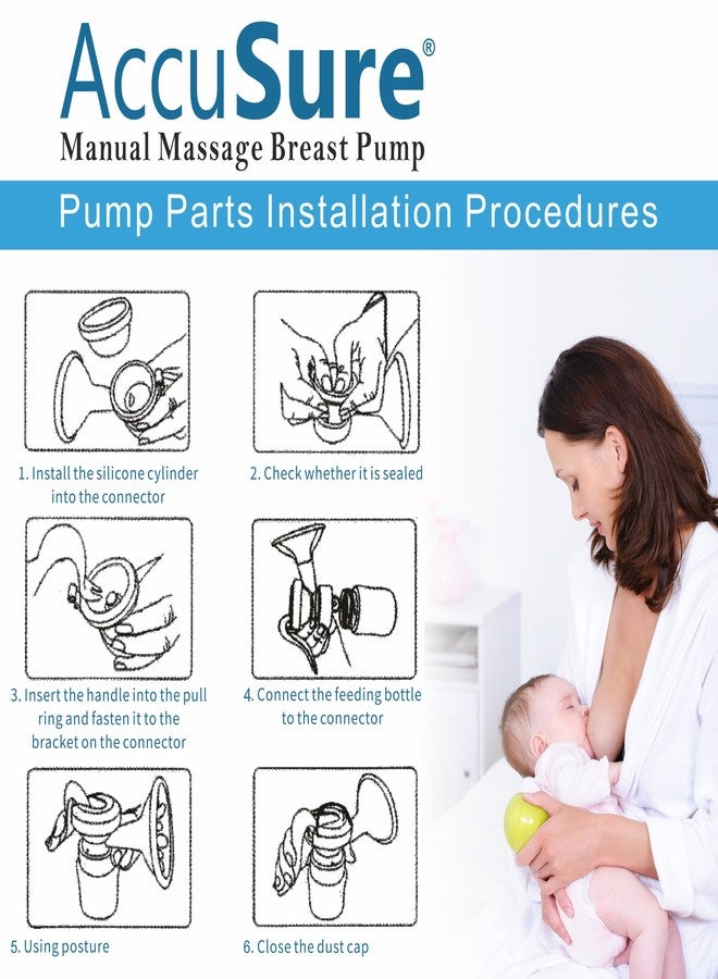 AccuSure Manual Breast Pump, Compact and Lightweight Soft & Comfortable Breast Shield, BPA Free Hand Pump for Breastfeeding - Image 5