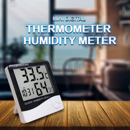 FreshDcart HTC-1 Room Thermometer with Humidity Incubator Meter and Accurate Temperature Indicator Wall Mounting LCD Digital Clock Monitor for Indoor/Outdoor (White) - Image 3