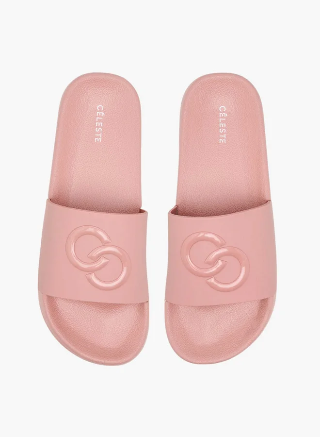 سيليست Women's Logo Embossed Slip-On Slides