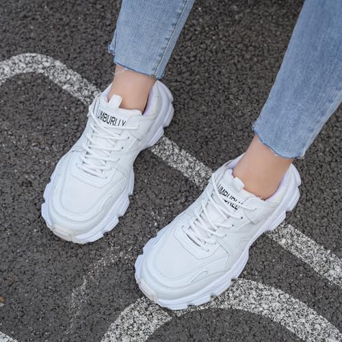 COOU Safety Shoes for Women Steel Toe Shoes Lightweight Comfortable Non Slip Thickened Sole Puncture Proof Steel Toe Sneakers Women Size 5.5 White - Image 3