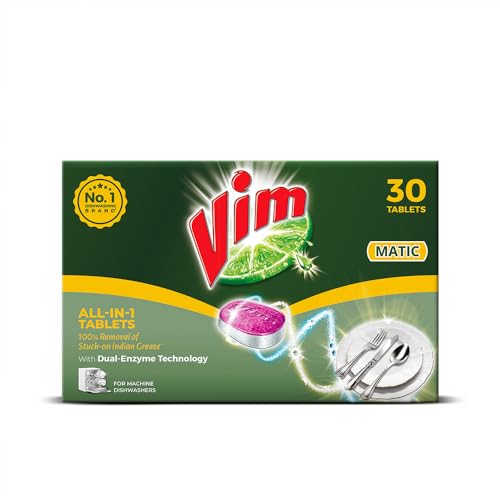 Vim Matic Dishwasher tablets All-In-One (Pack of 30) I Removes Tough Indian Grease I Designed By India's No.1 Dishwashing Brand - Image 1