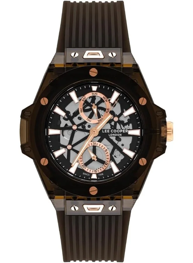 لي كوبر Lee Cooper Men's Watch, Multi Function Display and Silicone Strap - LC07975.051, Black