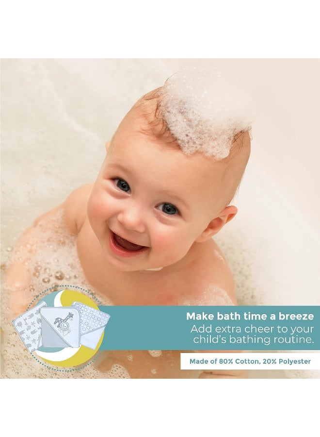 Spasilk Bath Hooded Towels & Baby Washcloths Set, Baby Bath Essentials for Everyday Use, 23-Piece Gift Set, Gray Lion - Image 5
