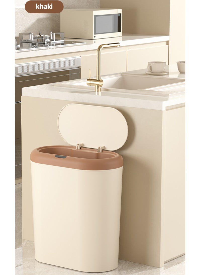 Bathroom Trash Can 15L Waterproof Motion Sensor Small Bathroom Trash Can with Lid Slim Plastic Narrow Bedroom Garbage Can  - Image 1