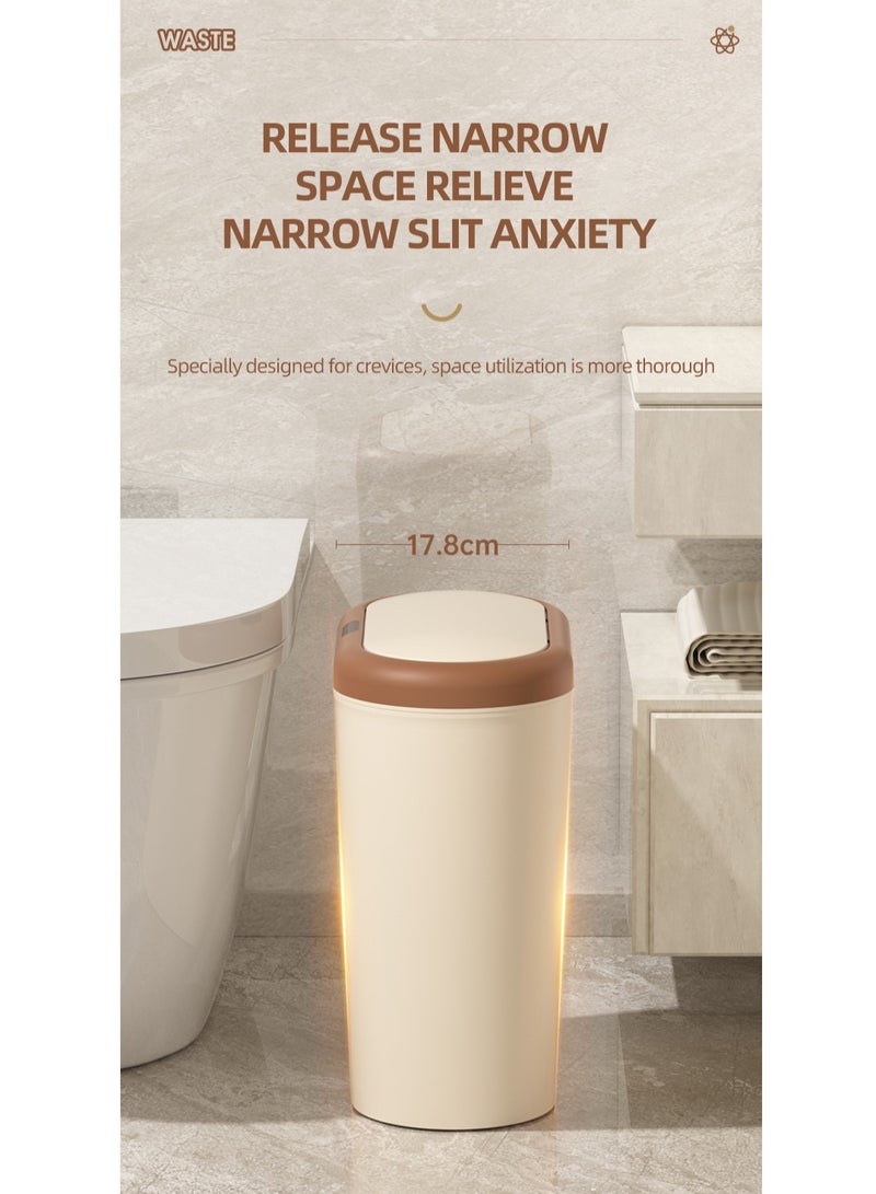 Bathroom Trash Can 15L Waterproof Motion Sensor Small Bathroom Trash Can with Lid Slim Plastic Narrow Bedroom Garbage Can  - Image 2