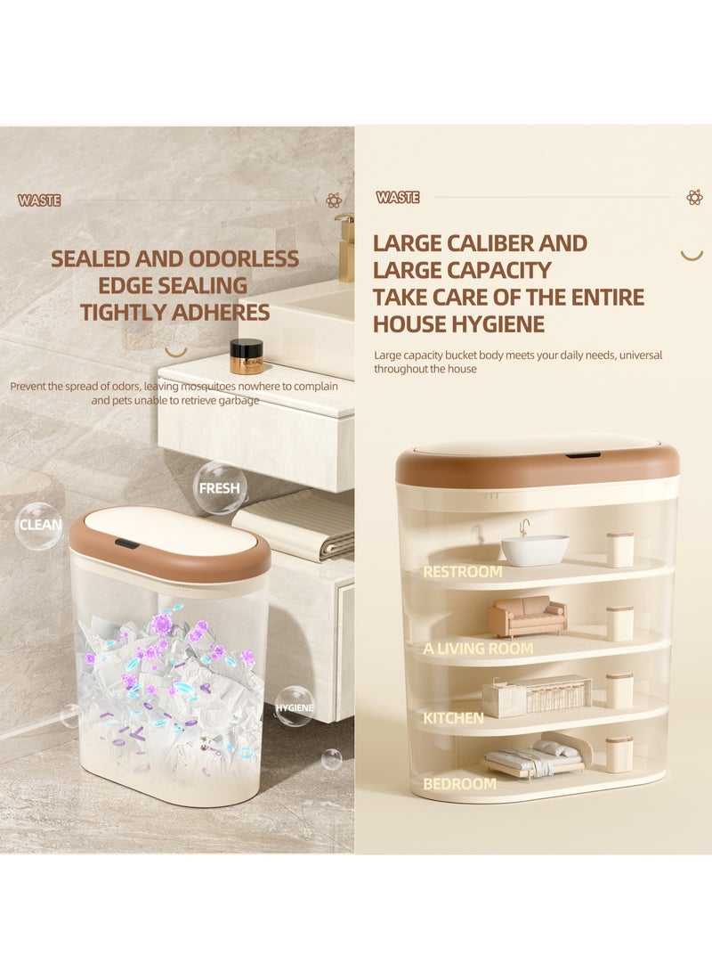 Bathroom Trash Can 15L Waterproof Motion Sensor Small Bathroom Trash Can with Lid Slim Plastic Narrow Bedroom Garbage Can  - Image 4