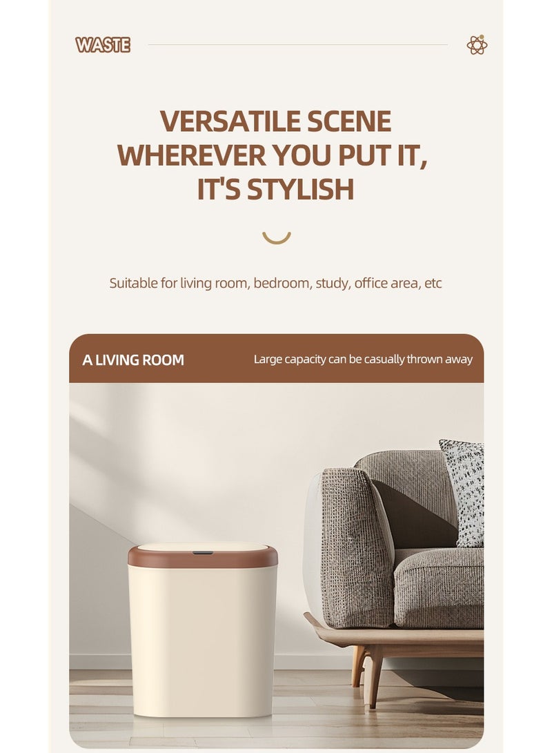 Bathroom Trash Can 15L Waterproof Motion Sensor Small Bathroom Trash Can with Lid Slim Plastic Narrow Bedroom Garbage Can  - Image 5
