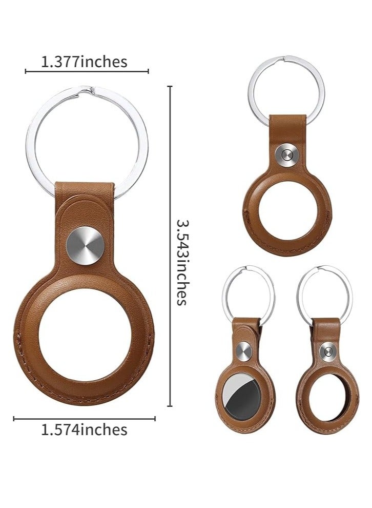 Leather AirTag Keyring Case For Apple Airtag Holder Protective Leather Airtags Case Tracker Cover with Air Tag Holder Airtag Key Ring Compatible with Apple New AirTag - Image 2