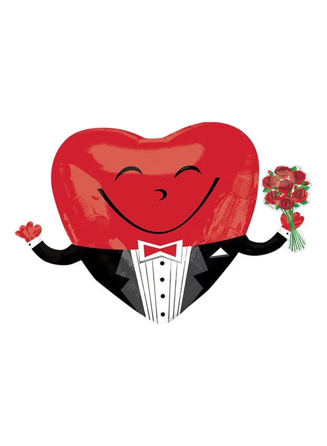 Anagram Smiley Heart Guy Super Shape Foil Balloon 28Inch For Valentine'S Day 28inch Decorations Party Supplies 28inch