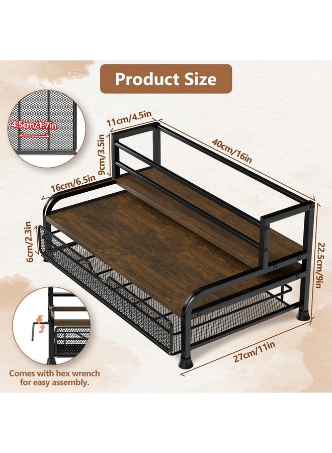 PONEYA PONEYA Coffee Syrup Rack Organizer, 3-Tier 8 Bottles Syrup Rack with 35 K Cup Storage Basket for Coffee Bar, Countertop Bottle Holder Stand for Wine, Dressing for Kitchen Cafe Station - Image 5