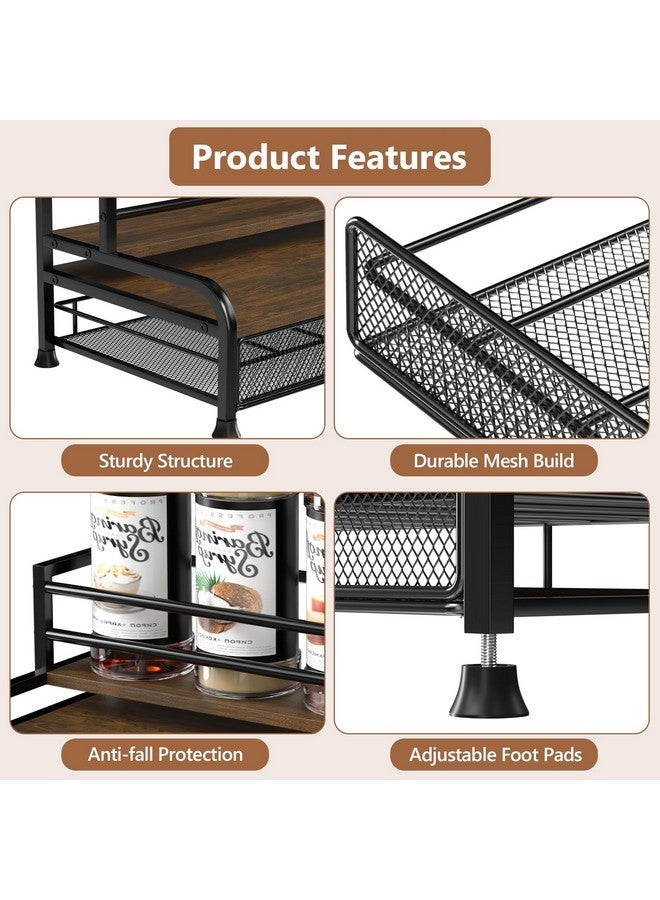 PONEYA PONEYA Coffee Syrup Rack Organizer, 3-Tier 8 Bottles Syrup Rack with 35 K Cup Storage Basket for Coffee Bar, Countertop Bottle Holder Stand for Wine, Dressing for Kitchen Cafe Station - Image 4