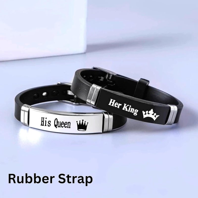 Excefore Couple Bracelets Magnetic for him and her, Matching Bracelet Gift for Men Women Husband Wife Couples Boyfriend Girlfriend Lover Best Friend His Her Beads, Metal, Stainless, Steel, Leather, Strip, Rope - Image 4