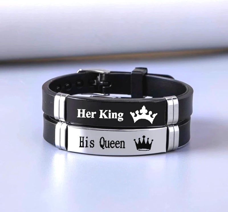 Excefore Couple Bracelets Magnetic for him and her, Matching Bracelet Gift for Men Women Husband Wife Couples Boyfriend Girlfriend Lover Best Friend His Her Beads, Metal, Stainless, Steel, Leather, Strip, Rope - Image 5