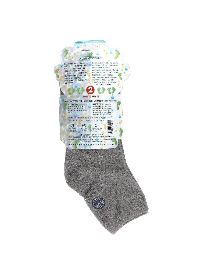 Earth Therapeutics - Earth Therapeutics, Aloe Moisture, Aloe Socks, Grey and White, 2 Pairs - Image 1