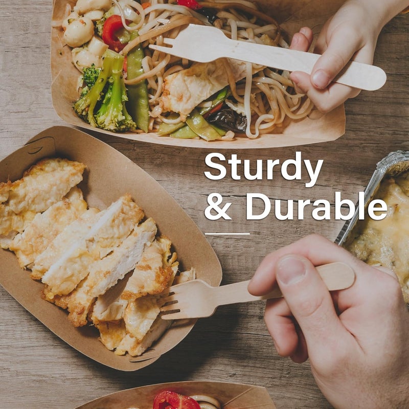 LotFancy Narrow & wide space compatible Disposable Wooden Forks, 100 Pcs, 6.2inch Compostable Biodegradable Eco-Friendly, Great for Camping Picnics Dinner, Party Supplies Odor free color - Image 5