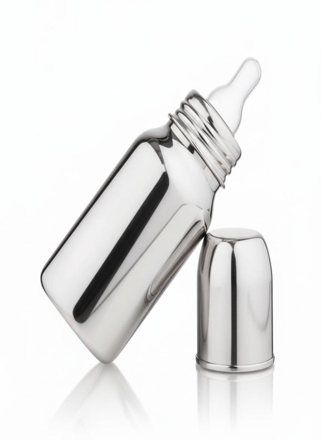 Human Hydro 200ml Stainless Steel Baby Feeding Bottle | Anti-Colic, BPA-Free, Leak-Proof | Food Grade 304 Steel | Wide Neck Milk Bottle for Newborns & Infants | Made in India - Image 1