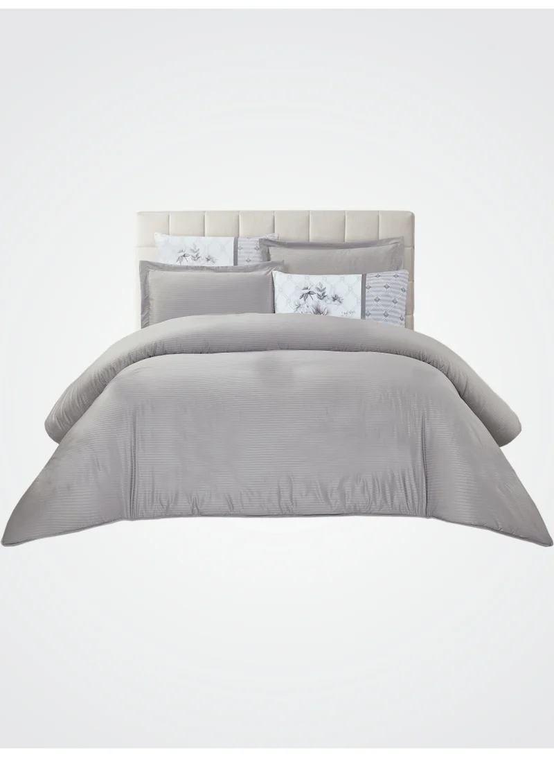 Donetella Duvet Set 4-Pcs Single Size Striped Microfiber Bed Set With 1 Duvet Cover Fits -100 x 200cm- 1 Fitted Sheet 1 PillowSham And 1 Pillowcases(Without Filler)