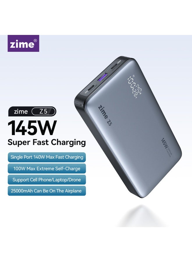 زيم AI大模型翻译 بانك الطاقة Zime Z5 25000 مللي أمبير، شاحن محمول بثلاثة منافذ بطاقة إخراج 145 واط، شاشة رقمية ذكية، متوافق مع MacBook Pro/Air، iPhone 16/15/14/13 Series، Dell، Samsung، Huawei. - Image 3