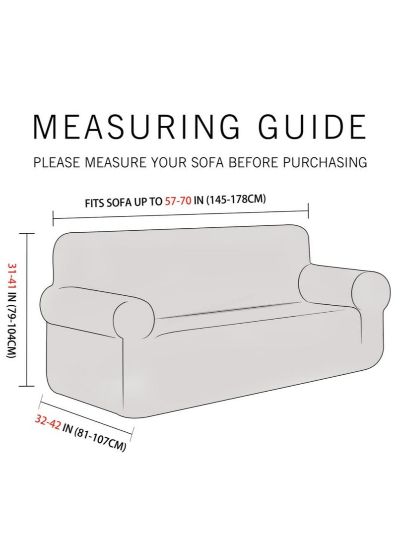 Fabienne High Stretch 2-Seater Sofa Cover Soft Brushed Fabric Couch Cover Exquisitely Full Coverage Furniture Protector Slipcover Two Seater Fits on Standard and Recliner Sofa 145-178cm Size Cream - Image 3