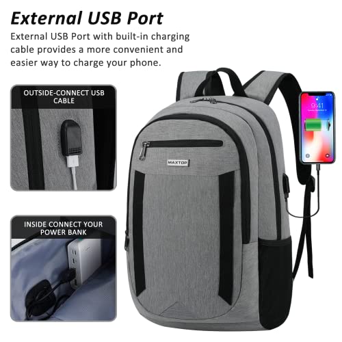 Maxtop حقيبة ظهر لابتوب للسفر من ماكستوب حقائب عمل مع منفذ شحن USB مقاومة للماء حقيبة مدرسية جامعية - Image 4