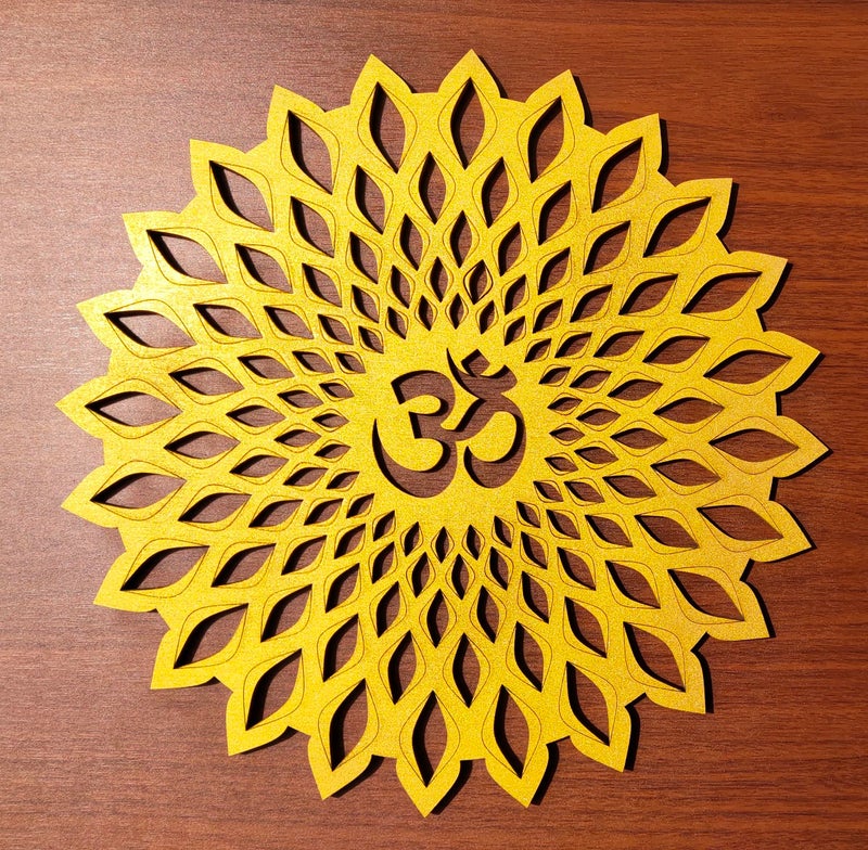 My Dream Carts Golden Om Round Decorative Wall Art Mdf Wooden Om Chakra For Temple, Living Room, Bedroom, Office, Hotel, Home Decor Items, Gift Item, Mandala Wall Hanging For House Decoration 60x60cm - Image 5