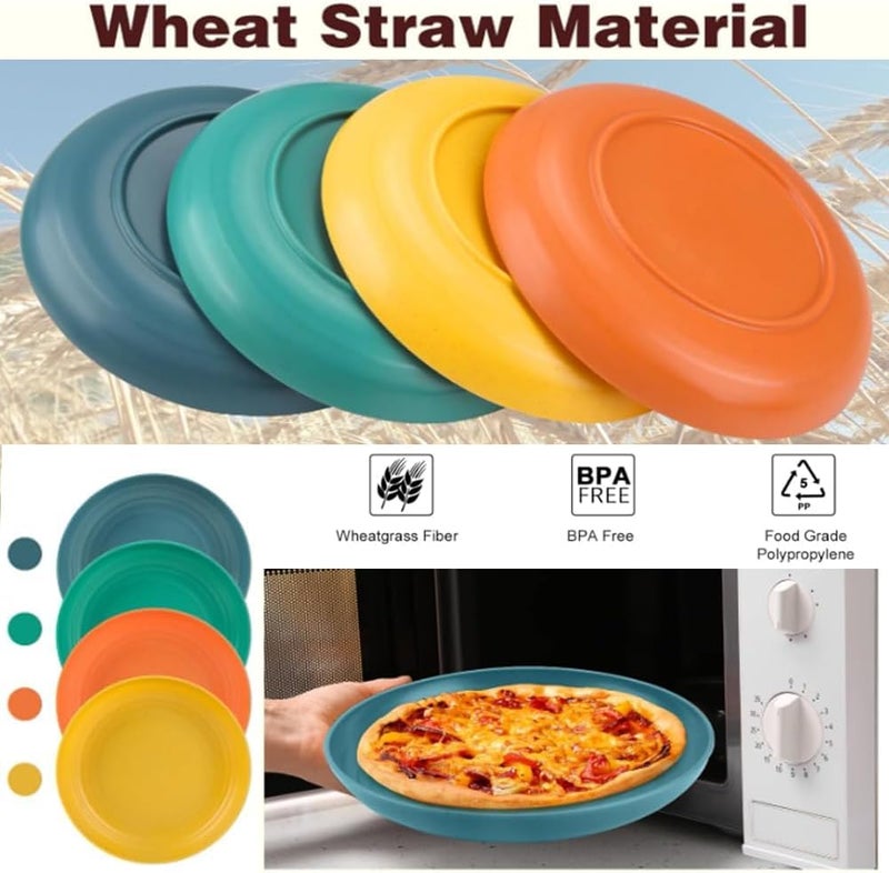 BGVM Lightweight Wheat Straw Plates 9 Inch, BPA-Free & Unbreakable - Microwave & Dishwasher Safe Reusable Deep Dinner Plates, Eco-Friendly Outdoor Plates for Picnic & Camping (Set of 4) - Image 3