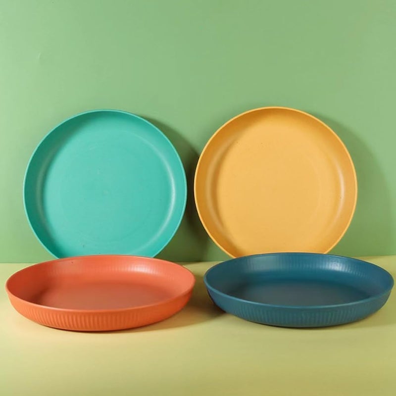 BGVM Lightweight Wheat Straw Plates 9 Inch, BPA-Free & Unbreakable - Microwave & Dishwasher Safe Reusable Deep Dinner Plates, Eco-Friendly Outdoor Plates for Picnic & Camping (Set of 4) - Image 1