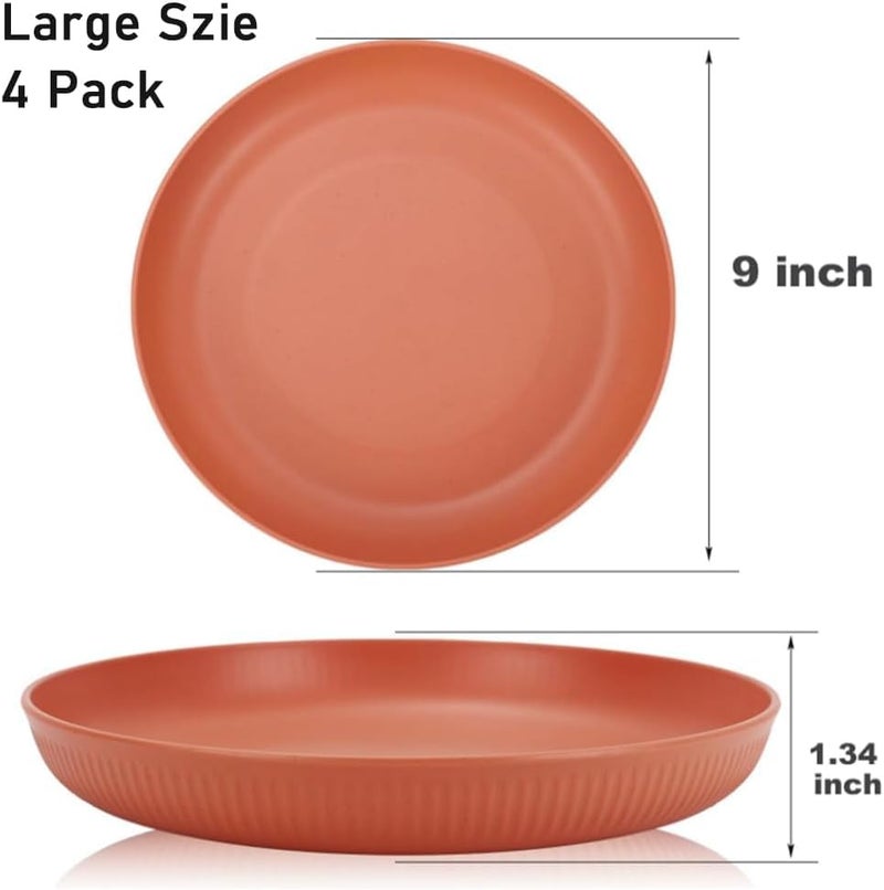 BGVM Lightweight Wheat Straw Plates 9 Inch, BPA-Free & Unbreakable - Microwave & Dishwasher Safe Reusable Deep Dinner Plates, Eco-Friendly Outdoor Plates for Picnic & Camping (Set of 4) - Image 5