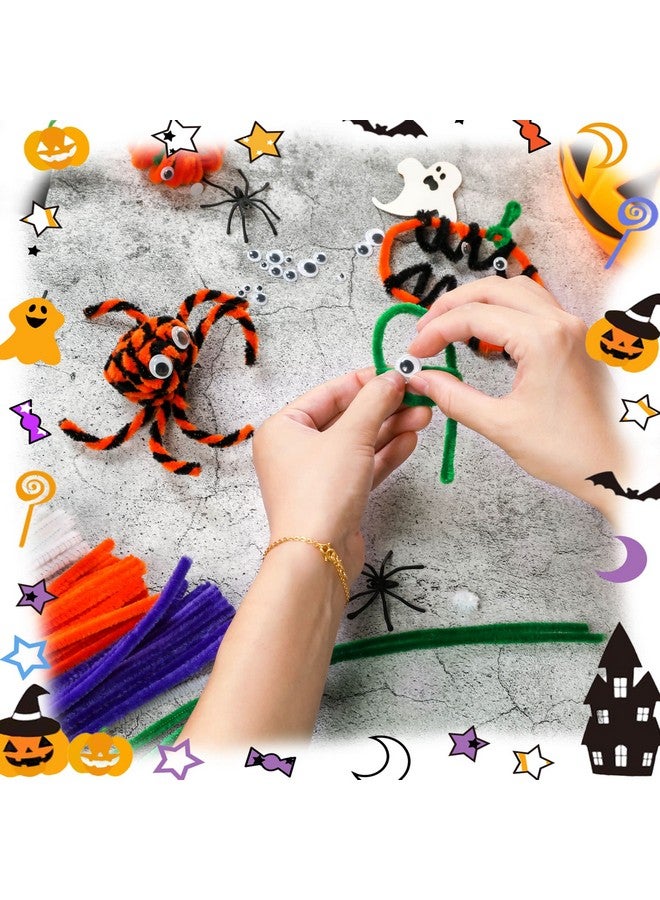 CVNDKN Halloween Pipe Cleaners,420 Pcs Halloween Pipe Cleaners Craft Set Including 320Pcs Pipe Cleaners &100Pcs Wiggle Googly Eyes Self Adhesive For Home&School Diy Art Crafts Daily Or Halloween Decoration - Image 5
