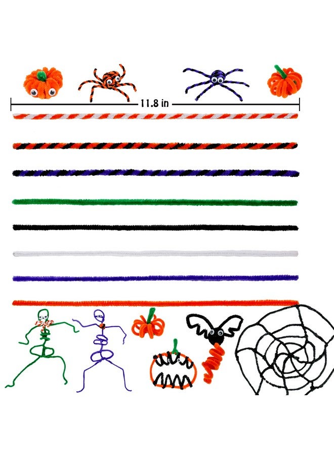 CVNDKN Halloween Pipe Cleaners,420 Pcs Halloween Pipe Cleaners Craft Set Including 320Pcs Pipe Cleaners &100Pcs Wiggle Googly Eyes Self Adhesive For Home&School Diy Art Crafts Daily Or Halloween Decoration - Image 2