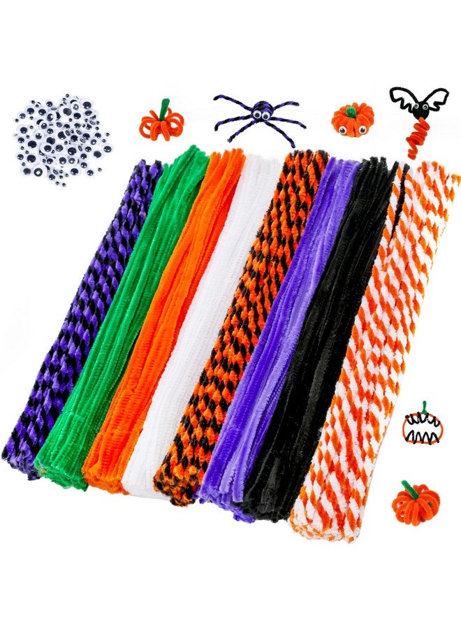 CVNDKN Halloween Pipe Cleaners,420 Pcs Halloween Pipe Cleaners Craft Set Including 320Pcs Pipe Cleaners &100Pcs Wiggle Googly Eyes Self Adhesive For Home&School Diy Art Crafts Daily Or Halloween Decoration - Image 1