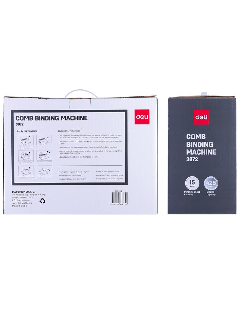ديلي - Deli E3872 Binding Machine, 21 Holes, Binding 425 Sheets, Punching 15 Sheets - Image 1