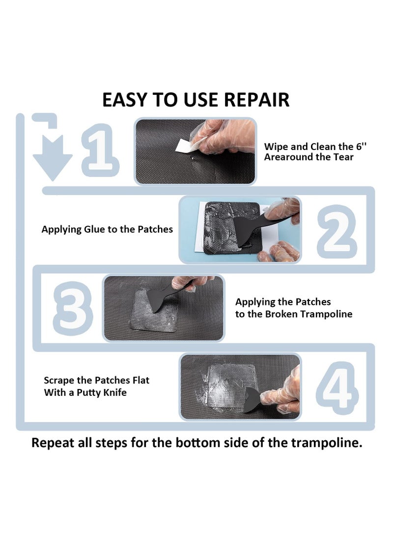 Generic Trampoline Net Pa tch Repair Kit, 4"X 4" Square On Patches, for Repair Trampoline Mat Tear or Hole in a Trampoline Mat  - Image 3