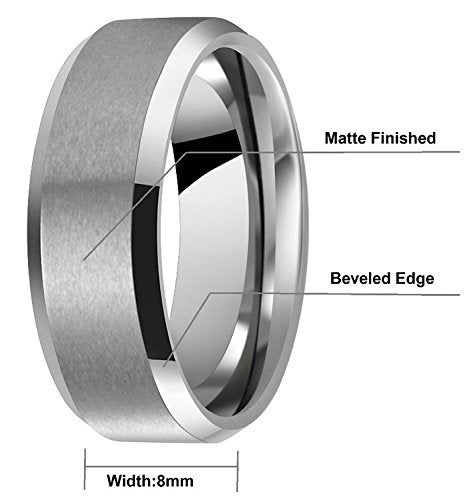 CROWNAL 6mm 8mm 10mm Tungsten Carbide Wedding Band Ring for Men Women in Comfort Fit Beveled Edges and Matte Finish Size 5 To 17 (8mm,8.5) - Image 3