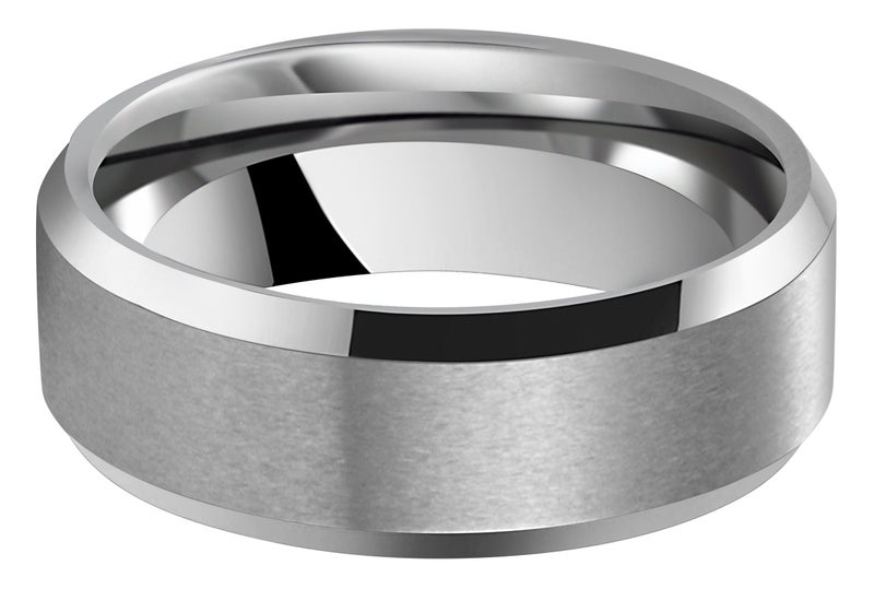 CROWNAL 6mm 8mm 10mm Tungsten Carbide Wedding Band Ring for Men Women in Comfort Fit Beveled Edges and Matte Finish Size 5 To 17 (8mm,8.5) - Image 2