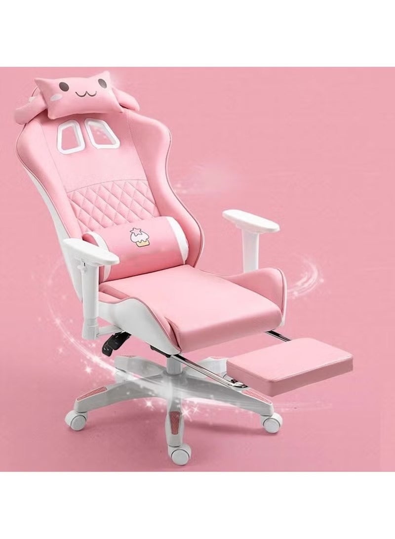 Huitich Pink Cartoon Gaming Chair with Footrest – Ergonomic Kids Gaming & Study Chair - Image 4