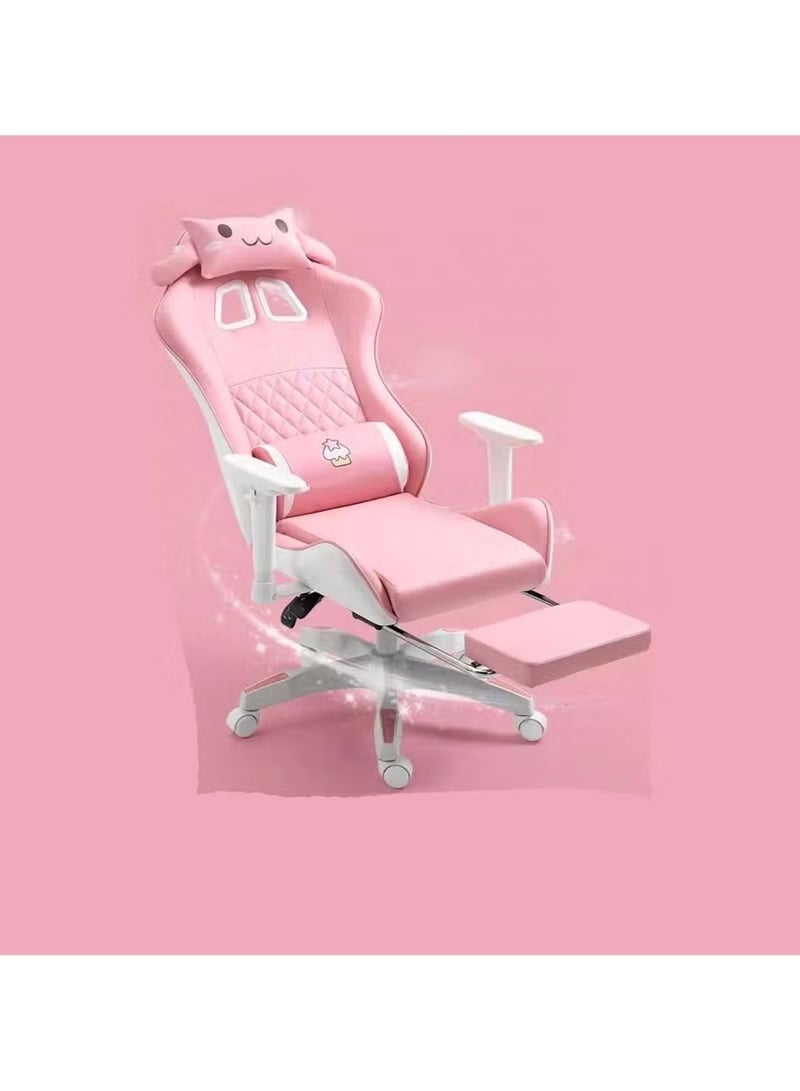 Huitich Pink Cartoon Gaming Chair with Footrest – Ergonomic Kids Gaming & Study Chair - Image 2