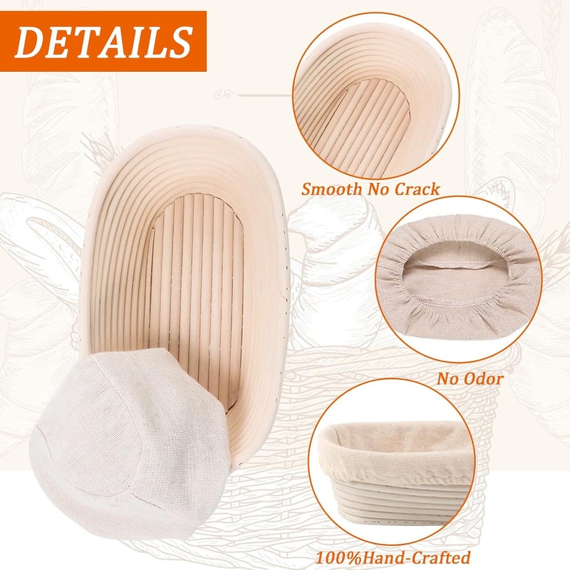 nalcant سلة خبز بناتون oval بحجم 10 بوصة لم proofing الخبز مجموعة أدوات خبز العجين المخمر مجموعة من 3 هدايا أدوات الخبز - Image 5