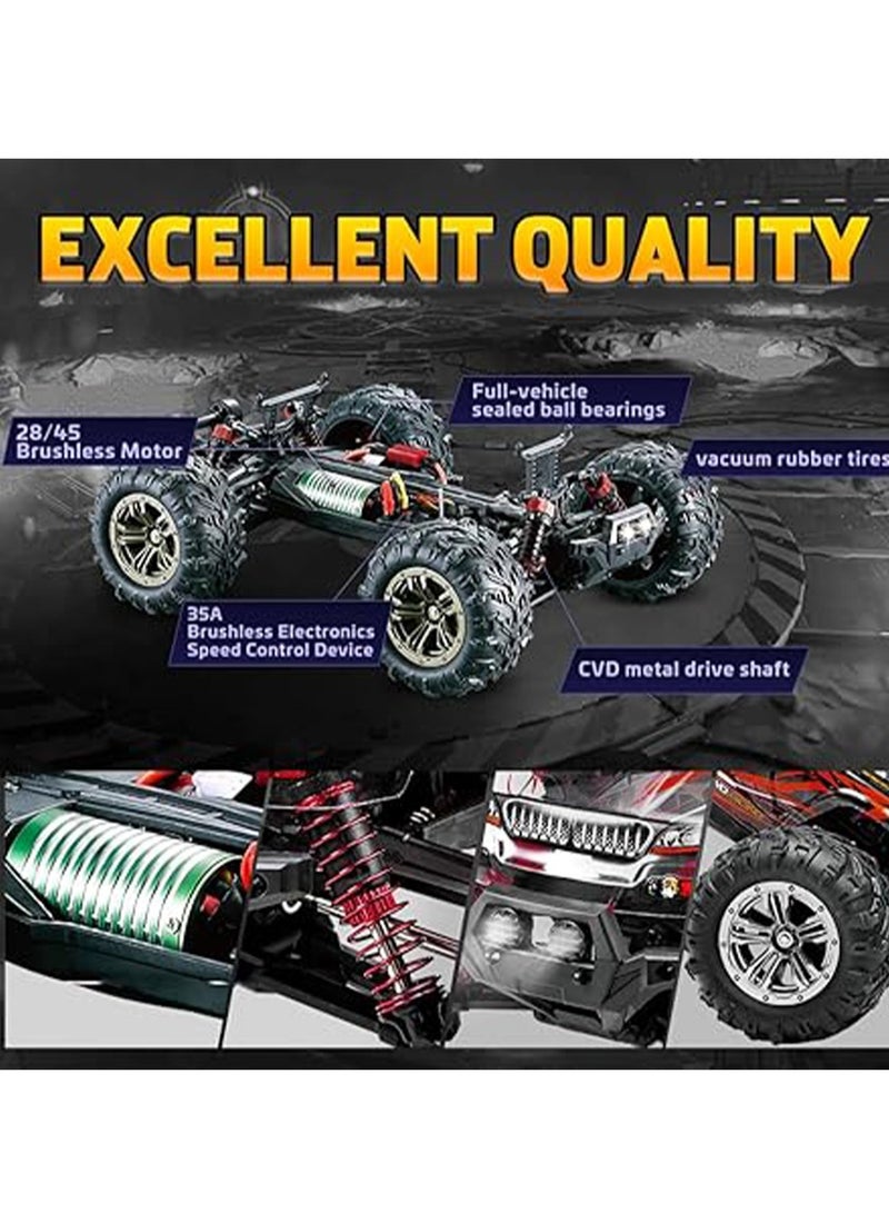 BlueFire 1:16 Scale 4WD High-Speed 55+ KM/H Brushless RC Monster Truck – Off-Road Remote Control Car for Adults & Kids – 2.4GHz All-Terrain Electric Toy with Rechargeable Battery, IPX4 Waterproof, Shock Absorbers & Rubber Tires - Image 4